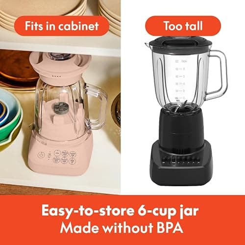 bella 10 Speed Countertop Blender, Juicer & Smoothie Maker, Fits-anywhere™ Kitchenware, Slim Flip & Store Design, Dishwasher Safe 48oz Capacity Pitcher & Lid, Stainless Steel Blade, 450 Watt, Blossom thumbnail 4