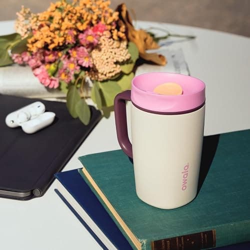 Owala SmoothSip Slider Stainless Steel Insulated Travel Mug with handle, 100% Leak Proof, For Hot and Cold Drinks, Travel Friendly with Sliding Lock Lid, 12oz, BPA Free, Leak Proof, Pucker Up thumbnail 2