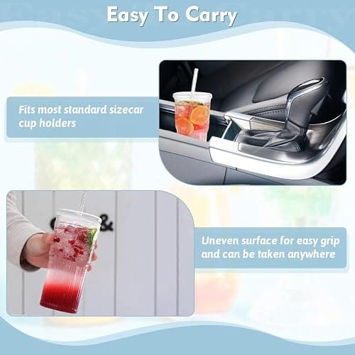 REFORUNG 550ML Trinkbecher mit Deckel und Strohhalm Glas Bubble Tea Becher Glasbecher Trinkglas mit Deckel Smoothie Becher aus Glas To Go Becher Kaffeebecher mit Trinkhalm für Saft Kaffee Wasser Tee thumbnail 5