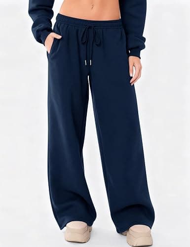 LOMON Women's Sweatpants Wide Leg Fleece Lined Sweat Pants Spring Winter Clothes 2026 Baggy Drawstring Joggers with Pockets thumbnail 4