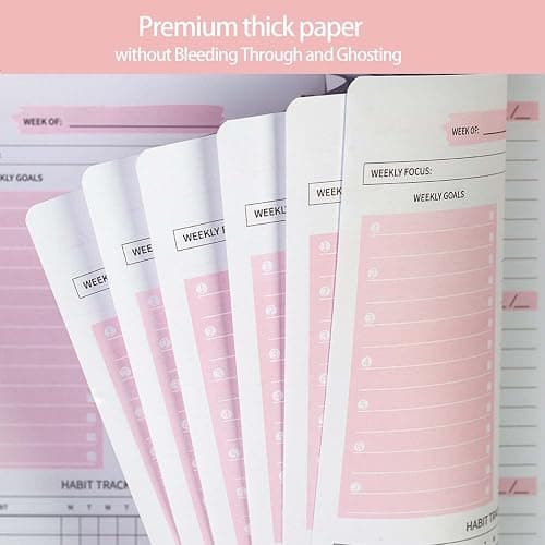 Moseem Weekly Planner Notebook, Undated A5 Planner Notebook Daily Planner to Do List Diary,Weekly Goals Planner with Habit Tracker 52 Weeks Planning for College Work ADHD Planner(Pink) thumbnail 4