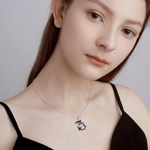 POPLYKE Killer Whale Orca Necklace Sterling Silver Ocean Jewelry Gifts for Women Mom Daughter thumbnail 2