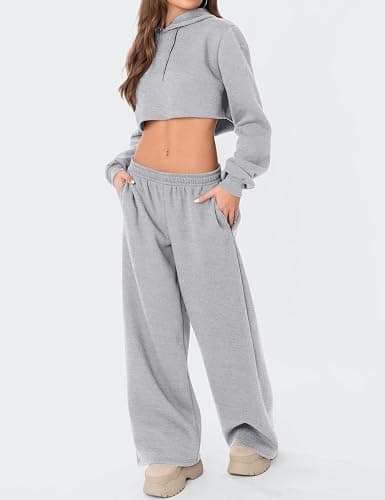 LOMON Wide Leg Sweatpants Women Fleece Sweat Pants Fall Clothes 2025 Teen Girl Baggy Jogger Sweatpant with Pockets thumbnail 5