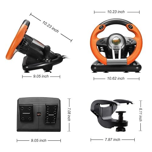 PXN Steering Wheel V3II 180° PC Gaming Racing Wheel Driving Wheel, with Linear Pedals and Racing Paddles for PC, PS4, Xbox One, Xbox Series X|S, Switch - Orange thumbnail 5