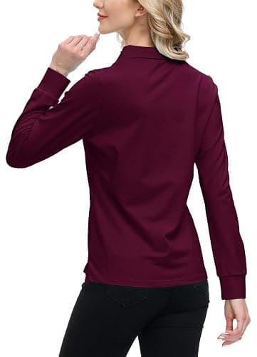 JINSHI Women's Golf Polo Shirt Long Sleeves Zip Up Sport Active Shirts Quick Dry Athletic T-Shirt Casual Tennis Tops Slim Fit thumbnail 5
