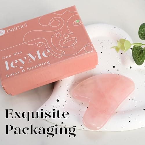 BAIMEI IcyMe Gua Sha Facial Tool for Self Care, Massage Tool for Face and Body, Relieve Tensions,Reduce Wrinkles and Redness, Skin Care Tools for Men Women - Rose Quartz thumbnail 7