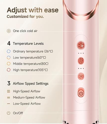 8 in 1 Hair Styler & Air Dryer Wrap Curler, High-Speed Negative Ionic Foldable Hair Tools Fast Drying, Multi Professional Hot Air Styler for Curling Volumizing Straightening Styling (Pink) thumbnail 6