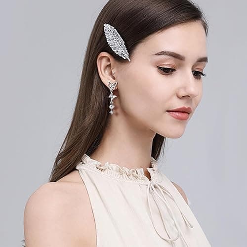 16 Pairs Silver Dangle Earrings For Women,Trendy Diamond Stud Earrings For Women, Hypoallergenic Earrings Dangling for Teen Girls thumbnail 2