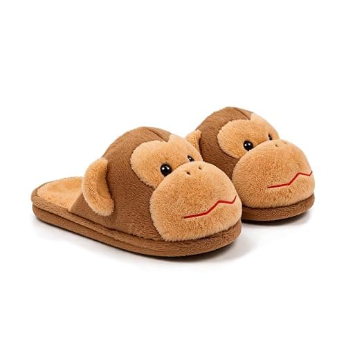 RYLENDOR Monkey Slippers for Women Fuzzy Open Back | Animal, Cartoon, Kawaii, Indoor House Shoes, Warm, Bedroom, Funny, Cozy, Plush, Fluffy, Non Slip, Slip On thumbnail 4