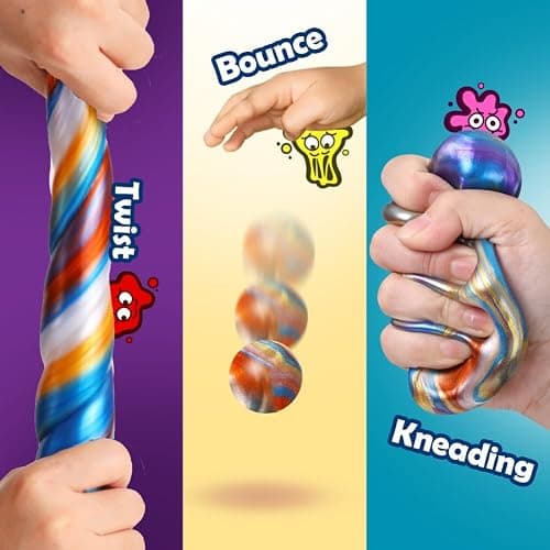 WATERELF Play Putty Slime - Stocking Stuffers for Kids, Fidget Sensory Artistic Therapy Putty Toys for Boys Girls Adults, Stress Relief Non-Sticky, Gold/Blue/Orange/White thumbnail 4