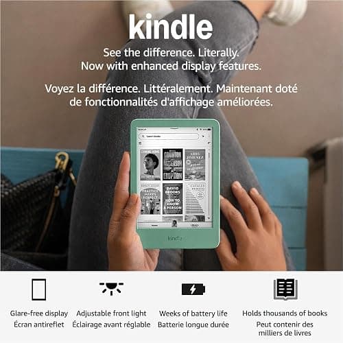 Amazon Kindle 16 GB (newest model) - Lightest and most compact Kindle, now with faster page turns, for an enhanced reading experience - Matcha thumbnail 7