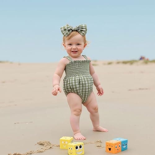 FOMOYUU Infant Newborn Baby Girl Ruffle Sleeveless Romper Summer Clothes Outfit with Cute Floral Print Jumpsuit thumbnail 6