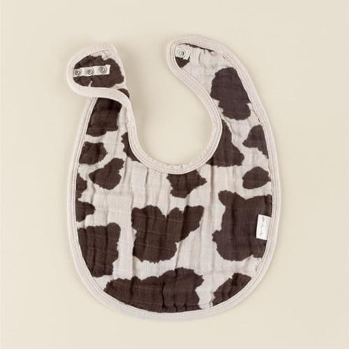 Itzy Ritzy Set of 3 Baby Bibs - Ultra-Soft Adjustable Infant & Toddler Bibs Made of Triple-Layer Cotton Muslin, Ideal for Drooling, Teething, & Eating - 3 Stylish, Coordinating Prints (Cow Print) - Cow Print thumbnail 8
