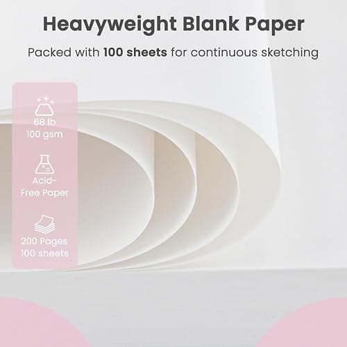 9"x12" Sketchbook Pink, 1 Pack-100 Sheets Cute Sketchbook for Girls, 68lb/100gsm Pink Sketch Book, Spiral Drawing Pad, Art Supplies for 9-12 Girls. thumbnail 3