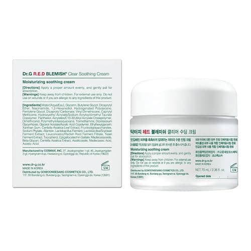 Dr. G R.E.D. Blemish Clear Soothing Cream - Calming Korean Moisturizer for Redness - Soothes Acne & Irritation - With Centella Asiatica - Long-Lasting Hydration - 2.36 fl oz thumbnail 9