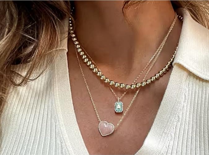 BaubleBar Initial Necklace - Dainty Gold-Plated Personalized Letter Pendant Necklace, Small Dog Tag Style Design thumbnail 6