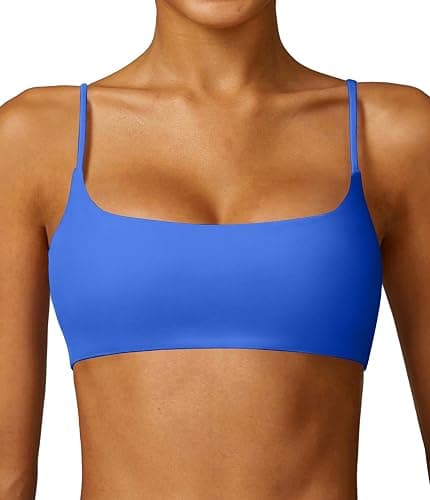 Comper Women's Sports Bra with Thin Straps Stretchy Wirefree Workout Bras Lightweight Workouts Bralette with Removable Pads - Image 1