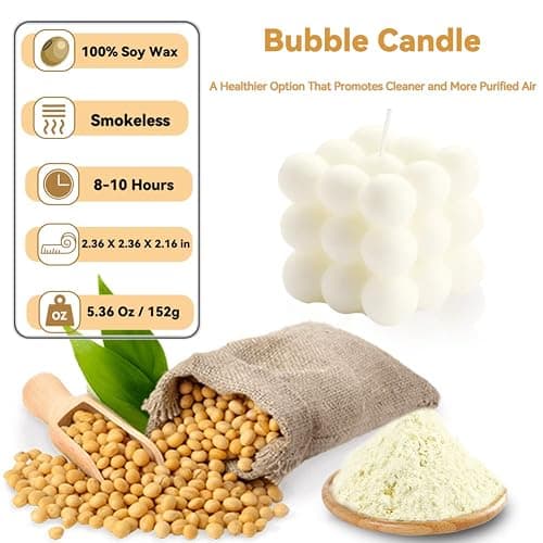 Aokala Scented Bubble Candles Gifts Set for Women, Large Candles for Home Decor Scented, 2 x 5.4 oz Soy Wax Aromatherapy Candles, Cube Aesthetic Candle, Ideal Gifts for Valentines Day, Mother's Day thumbnail 3