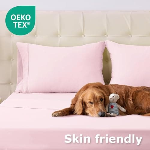 Homilay Full Size Bed Sheet Set - 4 Piece Soft Microfiber Sheets with Deep Pockets, Cooling Technology, and Wrinkle-Free Pillowcase. Hotel-Quality, Durable Bedding, Light Pink thumbnail 7
