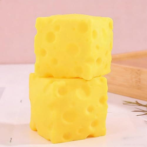 Cheese Squish, 2PCS Cheese Stress Balls Squish Toys, Calming Relaxation StressRelief Cube Slow-Rebound Squishys Cute Toy Soft Foam Toy For Men Women,5x5cm thumbnail 3