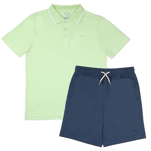 Tommy Bahama Boys Short Sleeve Classic Polo Shirt & Elastic Waist Shorts Set, Casual 2-Piece Back to School Outfit for Kids - Image 1