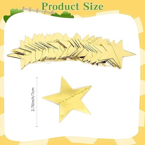 Star Garland, Glitter Gold Star Garland Banner, 66Feet Double Side Star Hanging Bunting Banner Backdrop Little Star Paper Hanging Decor for Valentines Day Graduation Birthday Wedding Party Decorations thumbnail 2