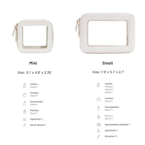 Aveniee Clear Makeup Bag Set (2-Piece Mini & Midi) - Travel Toiletry Organizer for Women, Waterproof Cosmetic Pouch & Car Accessory for Travel Size Toiletries, White thumbnail 2