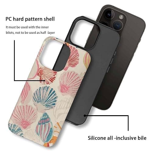 Generic Case Compatible with for iPhone 14 Pro,Pink Sea Shell Art Phone Case for iPhone 14 Pro,Protective Phone Case Hybrid 2-Layer Hard Shell for Girl Boy Women Men thumbnail 2