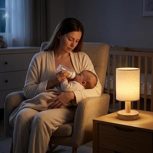 Puzipha Small Cordless Rechargeable Table Lamp, Touch Control Dimmable 2700K Warm Light, Natural Wood Base Linen Shade for Bedroom Dorm Nightstand thumbnail 6