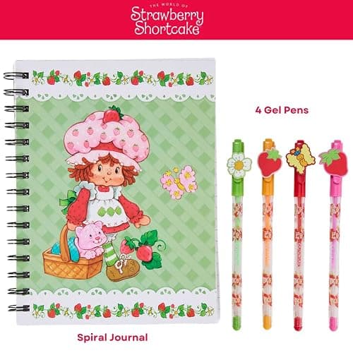 Innovative Designs Strawberry Shortcake Journal Set with Pens for Kids and Girls, 80 Lined Page Spiral Notebook with 4 Colored Gel Pens thumbnail 3