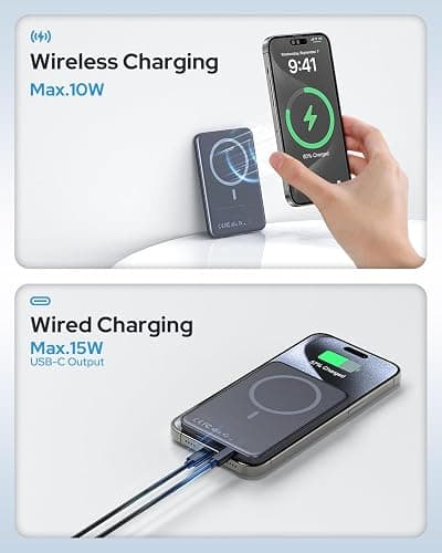 for Magsafe Portable Charger Power Bank,5000mAh Slim Wireless Magnetic Power Bank with USB C Fast Charging,Travel Essential for Magsafe Battery Pack Compatible with iPhone 17/16/15/14/13/12 Series thumbnail 5