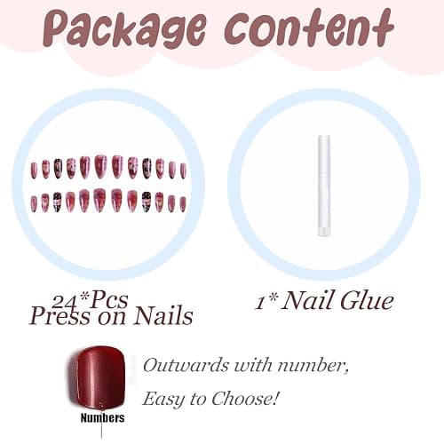 BABALAL Press on Nails Medium Almond Fake Nails Pink Strawberry Glue on Sweet Heart Bow Lips Art False Acrylic Nails Y2k 24Pcs Valentines Custom Stiletto Full Cover for Women Girls thumbnail 4