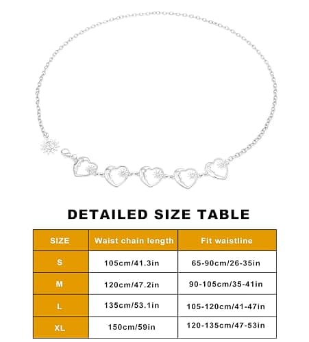 Liutufy Waist Chain Belts for Women Metal Link Moon Star Body Chain Belt Ladies Waist Chain Belt for Jeans Dress thumbnail 6