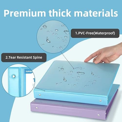 1 Inch Binders 3 Ring,6 Pack Three Ring Binder with 2 Pockets,PVC-Free,Customizable Clear View Cover for 8.5 x 11'' Letter Size Papers, Round Ring， Ideal for School, Office Supplies thumbnail 3