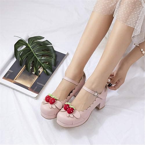 Elyffany Women's Cute Lolita Cosplay Shoes Mid Chunky Heel Mary Jane Pumps thumbnail 5