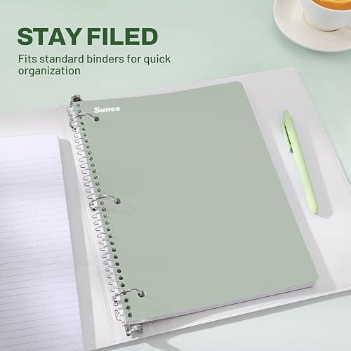 SUNEE Spiral Notebooks, 3 Pack, 1-Subject, College Ruled Paper, 8" x 10-1/2", 70 Sheets per Notebook, Assorted Aesthetic Colors Spiral Notebooks for School thumbnail 4