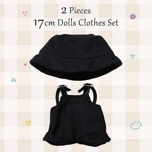 Clothes for labuu, 2-Piece 17cm Clothes & Hat Set for labu, Exquisite Accessories for labuu, Doll Accessories Only Clothes (No Doll) (Black) thumbnail 4