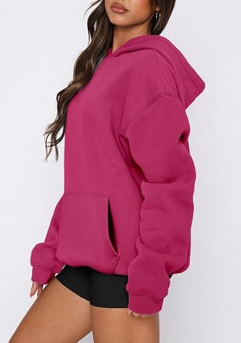 onlypuff Women Hoodies Casual Pullover Long Sleeve Sweatshirt Kangaroo Pocket Drop Shoulder Sweater thumbnail 4