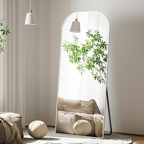 Koonmi Full Length Mirror, 71"x26" Mirror Full Length with Stand, Silver Wall Full Body Mirror, Rounded Top Floor Mirror with Aluminum Alloy Frame for Bedroom Living Room - Silver - 71"L x 26"W thumbnail 2