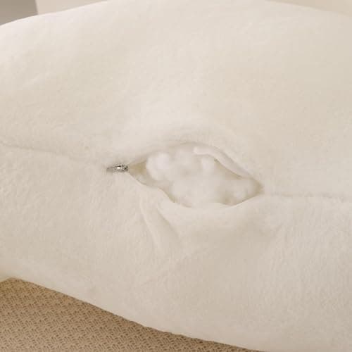 PAJEO Soft Reading Pillow for Bed with Arms,Middle,White,Faux Fur | 17" Backrest for Gaming & Lounging,Oeko-TEX Certified Plush Back Pillow for Teens Room thumbnail 7