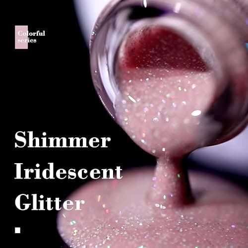 RARJSM Nude Pink Gel Polish Rainbow Glitter Iridescent Shimmer Pigment Jelly Neutral Color Skin Tone 15ml Sparkle Pink Natural Soak off UV LED Cured for Home Salon DIY Nail Art thumbnail 5