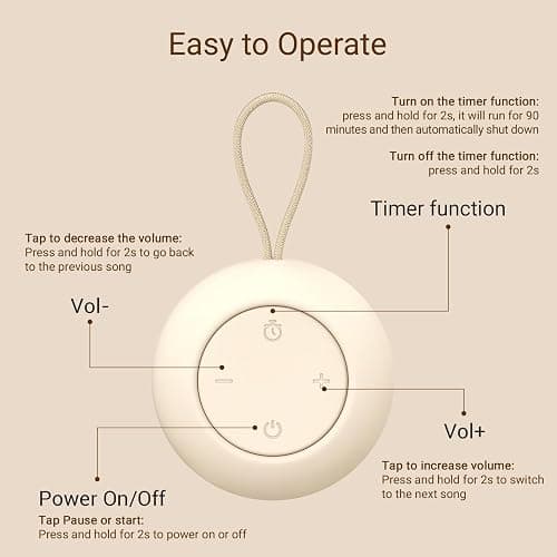 Portable Baby Sound Machine [White Noise for Babies Kids Adults][Timer Function][12 Soothing Sounds][Sleep Boombox] 15 Hours Battery Life, Travel,Registry,Gifts,Shower,Clips on Baby Stroller thumbnail 7