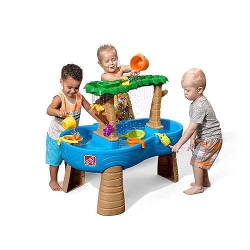 Step2 Tropical Rainforest Kids Water Tables, Outdoor Toddler Activity Table, Ages 1.5+ Years Old, 13 Piece Water Toy Accessories, Blue & Green - Image 1