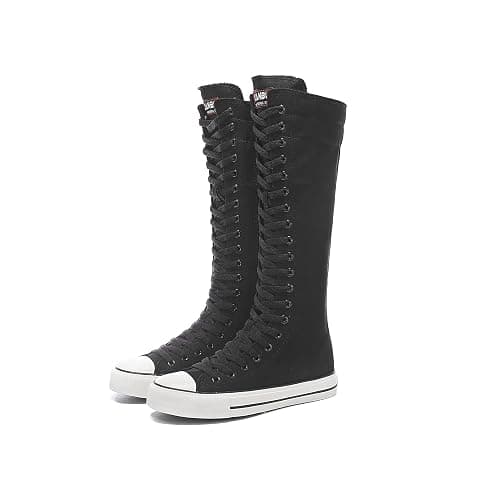 Women's Tall Canvas Lace up Knee High Sneakers - Image 1