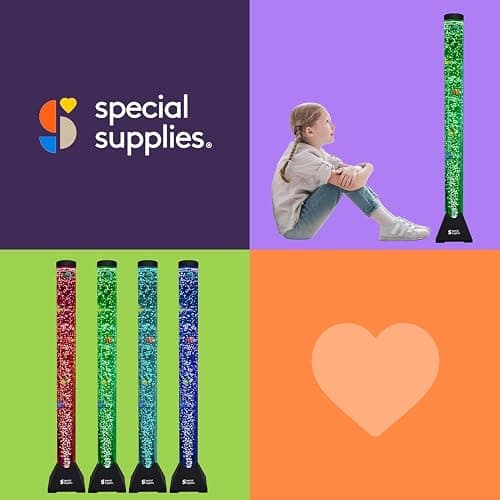 Special Supplies Aquarium Sensory Fish Bubble Light Tube with 16 LED Color Changing Nightlight Effect, Remote Control, and 8 Fishes, Colorful Floor Standing Lamp for Kids and Adults (4 feet) thumbnail 8