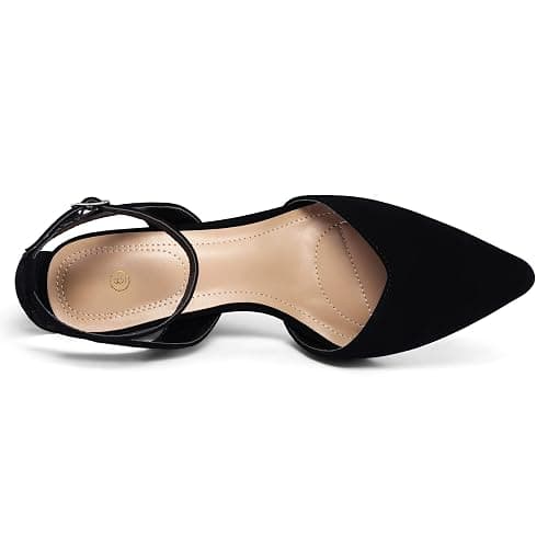 mysoft Women's Pumps Shoes Pointed Toe Kitten Low Heels Stiletto Ankle Strap Closed Toe Wedding Party Dress Sandals thumbnail 4