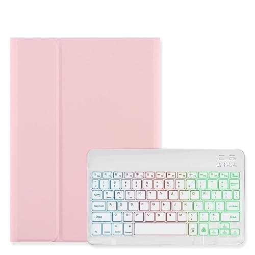 Disonbeir Backlit Keyboard Case for iPad 11th Gen A16 11 inch/iPad 10th Generation 10.9 inch Case with Colorful RGB Backlight Magnetic Detachable Keyboard Cute Candy Color,Pink+White - Image 1