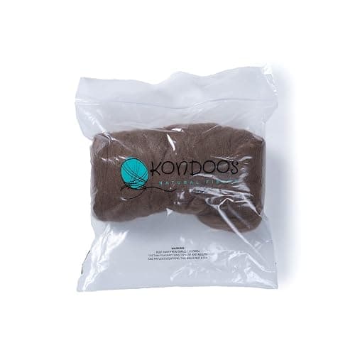 Kondoos Llama Wool roving (Similar to Alpaca), 1 lb. Best for Needle Felting, handcrafts and Spinning. Natural Colours, un-Dyed. (Brown PM, 1lb) thumbnail 3
