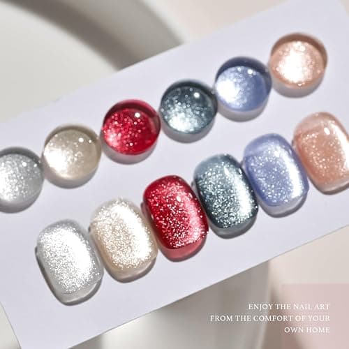 GAOY Holographic Glitter Cat Eye Gel Polish Set of 6 Colors with Free Magnet UV LED Soak Off Nail Polish Home DIY Manicure Nail Salon Varnish thumbnail 5