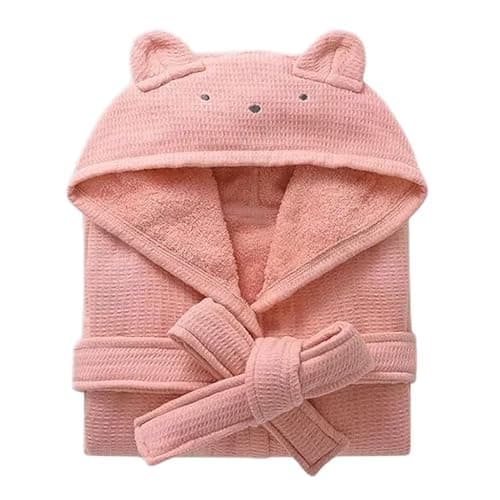 Kids Hooded Bathrobe 100% Cotton Pajama Robe, Boys and Girls Soft Towel Morning Gown, 2-9 Spa Hooded Toddler Long Bathrobe - Image 1